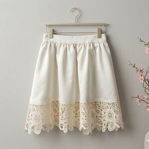 Express A-line mini skirt with lace bottom ivory size 4